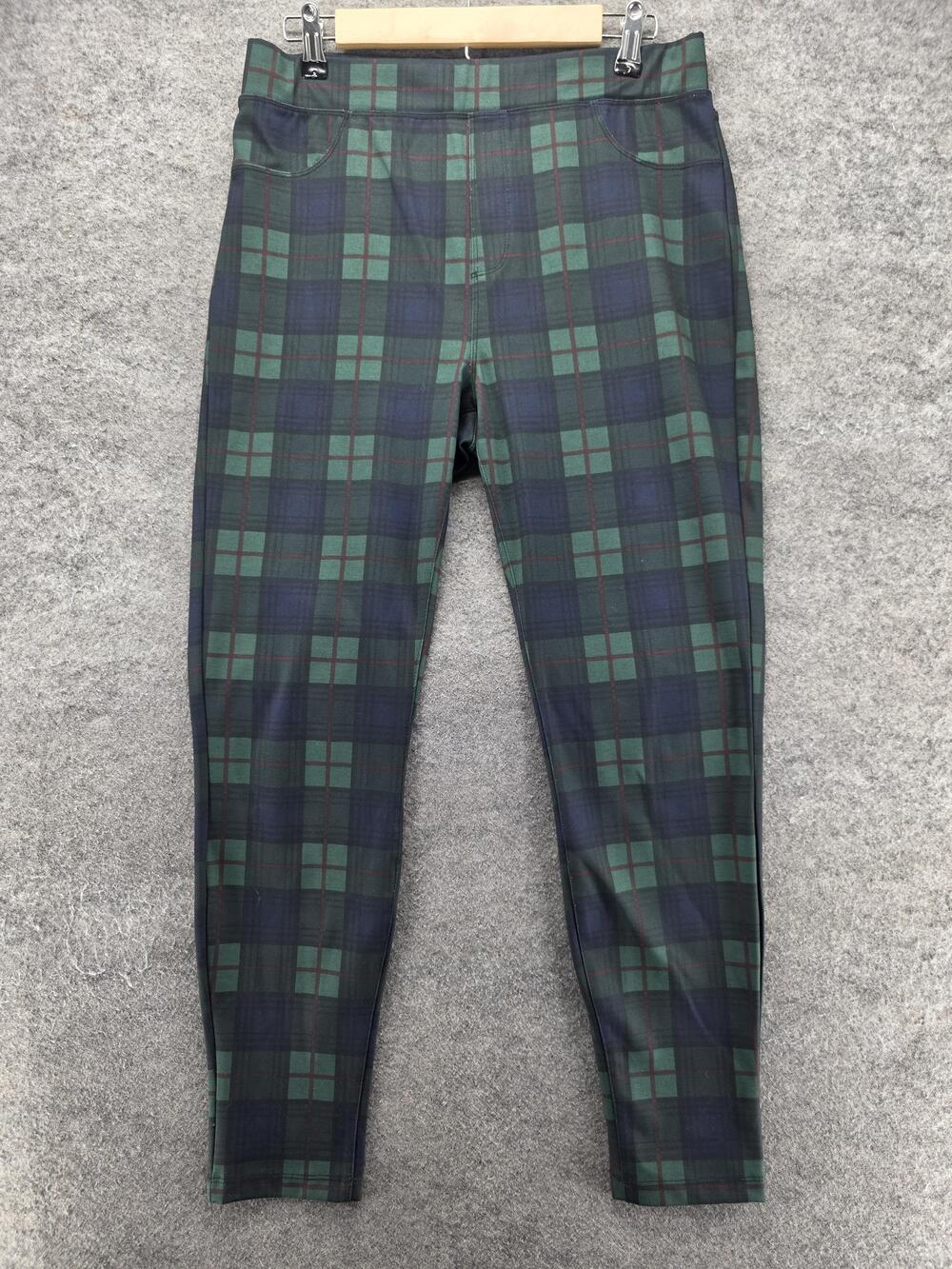 Sanctuary X Anthropologie Pants Womens L Green Plaid Ponte Jegging Pull On 30 In